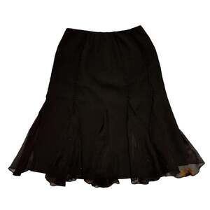 VTG Hartly Black Full ALine Skirt Sheer Overlay Panel Handkerchief Dark Fairy 10